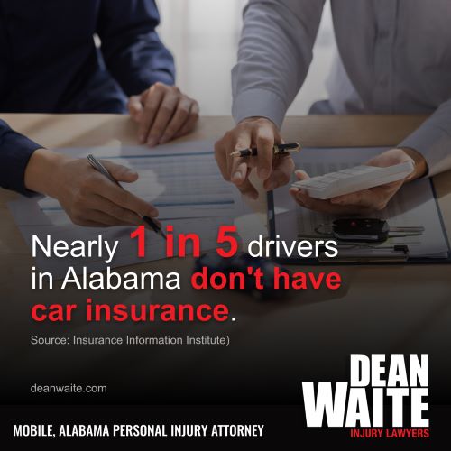 Nearly 1 in 5 drivers in Alabama don't have car insurance. (Source: Insurance Information Institute)